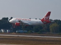 Virgin America airplane departing