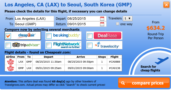 Los Angeles to Seoul flight deal