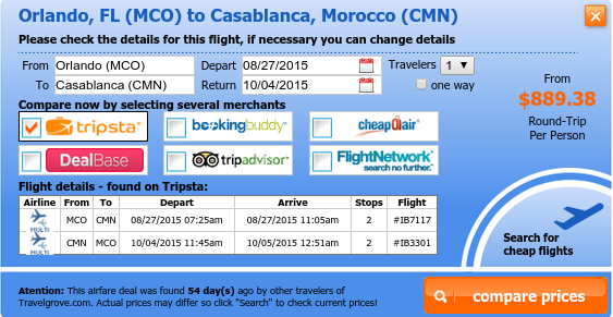 Fly from Orlando to Casablanca