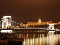 Budapest night view over the Chain Bridge and the Buda Castle