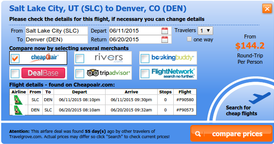 Salt Lake City to Denver flight deal