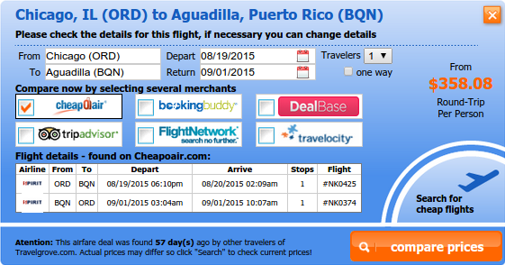 Chicago to Aguadilla airfare deal