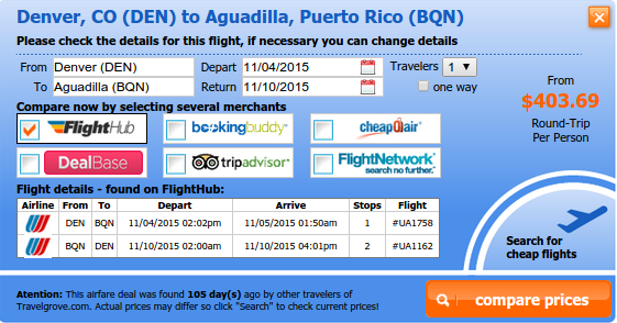 Airfare deal from Denver to Aguadilla