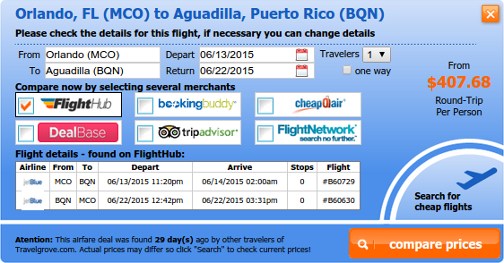 Cheap Orlando to Aguadilla flight