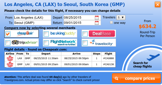 Los Angeles To Seoul Flight Deal